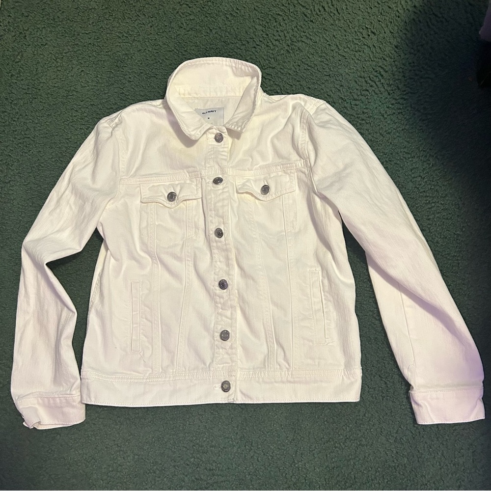 Old Navy White Jean Jacket Classic Denim Style